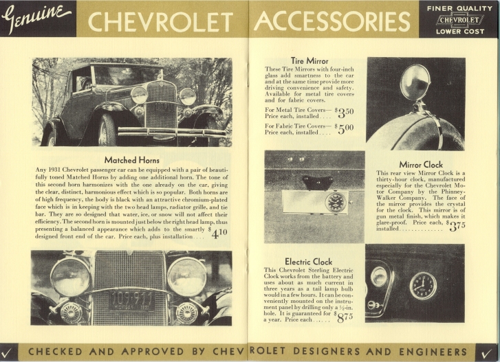 1931 Chevrolet Accessories Booklet Page 7